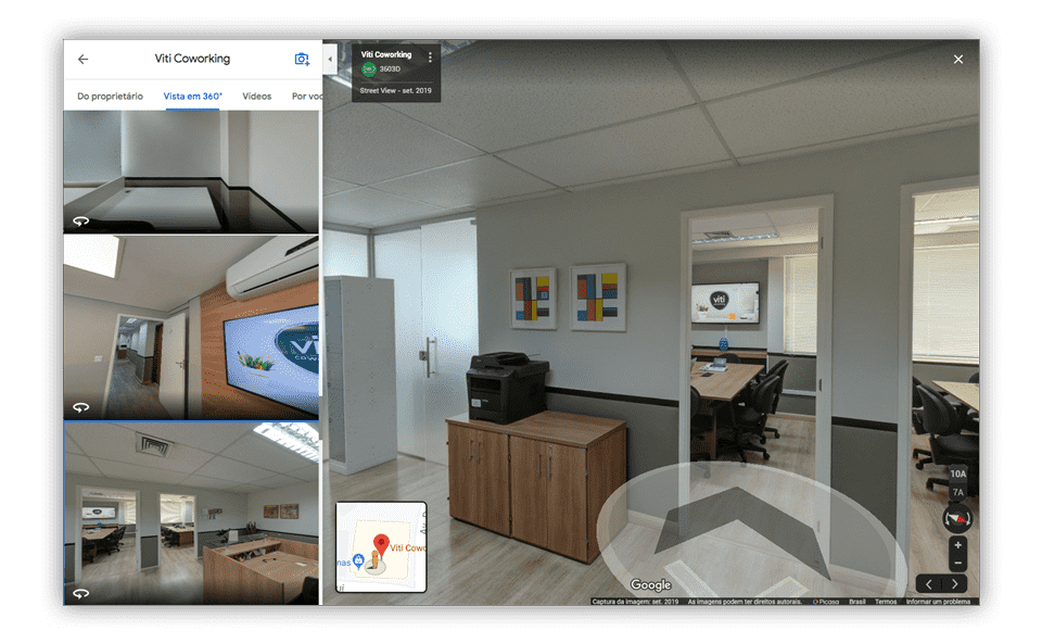 Exemplo de Perfil da Empresa no Google com tour virtual publicado pela 3603D