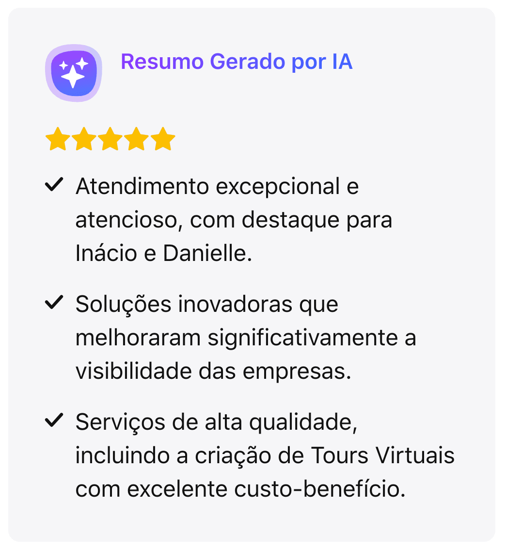 Resumo de avaliações cinco estrelas recebidas pela 3603D no Google