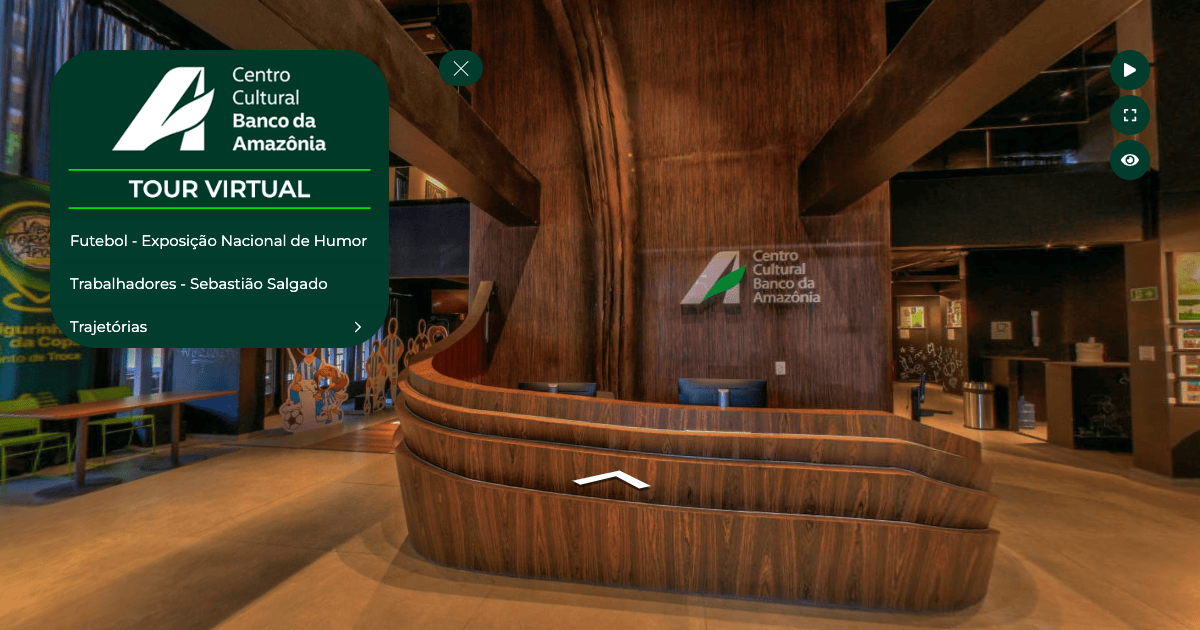 Tour virtual do Centro Cultural Banco da Amazônia com menu de exposições